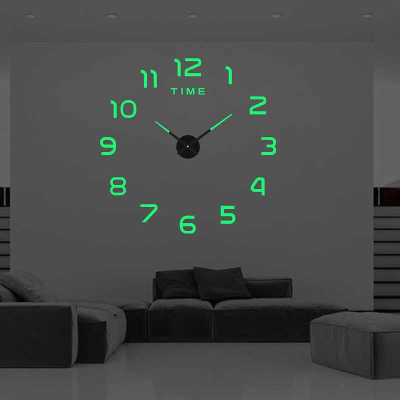 Large 3D Wall Clock Luminous Classic Wall Clocks DIY Digital Clock Wall Stickers Silent Clock for Home Living Room Table Decor