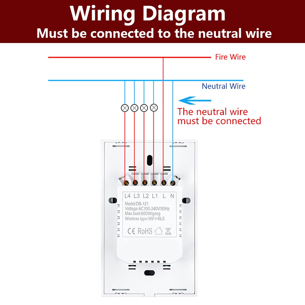 Alexa Smart Switch US Standard Tuya Control Works with Google Home Voice Control WiFi Smart Home Touch Switches Need neutral