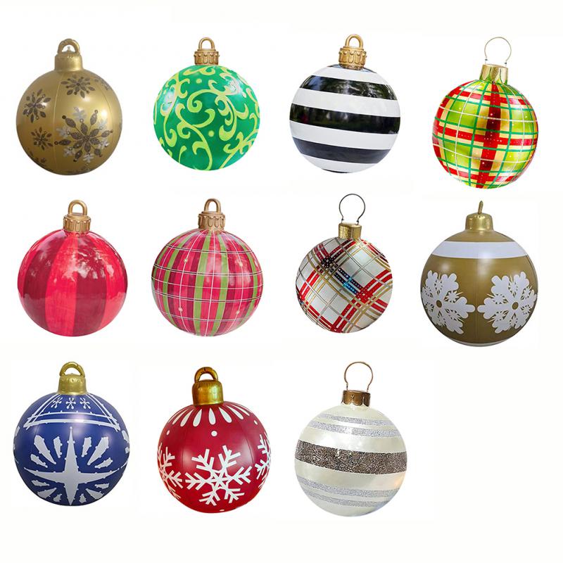 60CM Outdoor Christmas Inflatable Decoration Ball PVC Giant Big Ball Christmas Tree Decorations Toy Ball New 2023