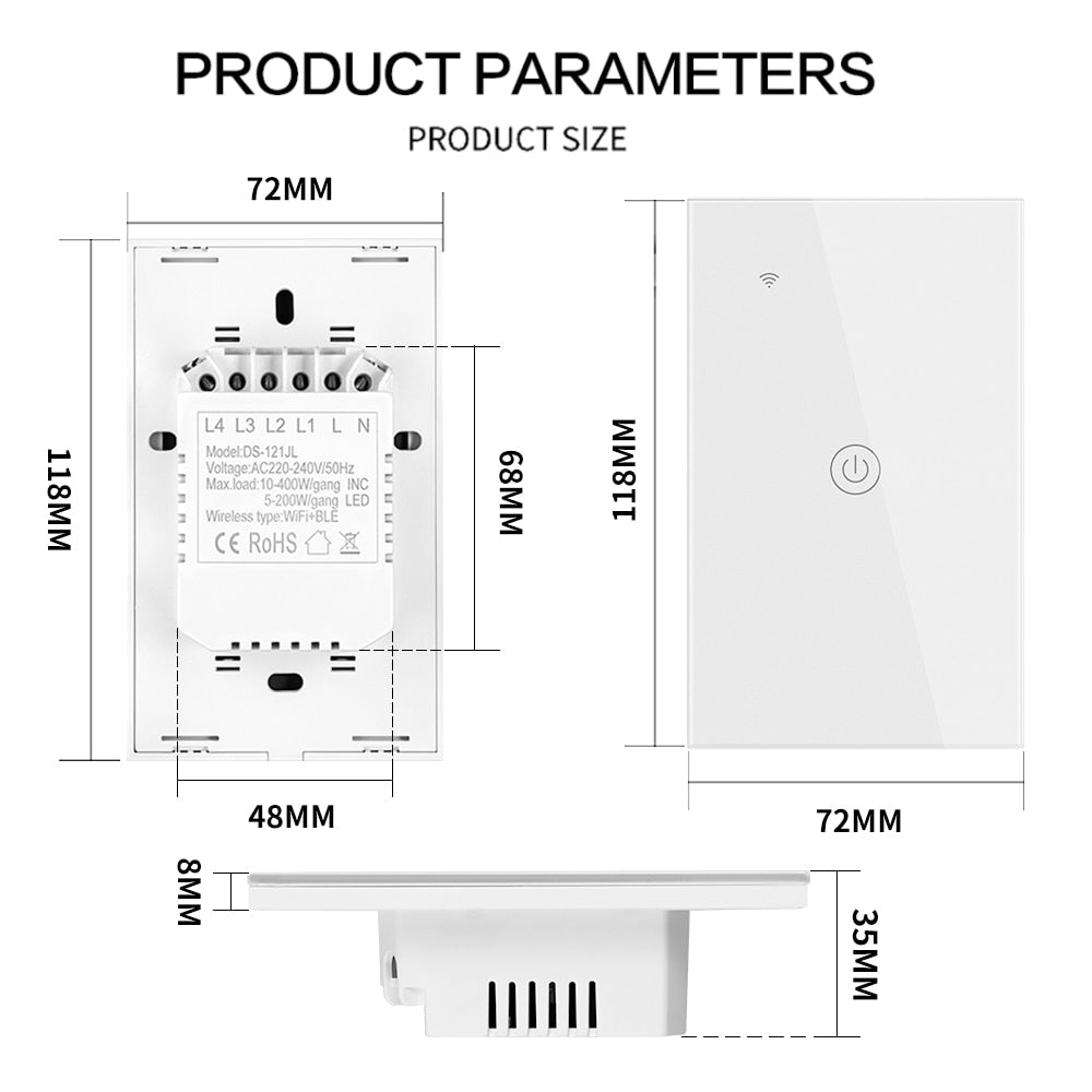 Alexa Smart Switch US Standard Tuya Control Works with Google Home Voice Control WiFi Smart Home Touch Switches Need neutral