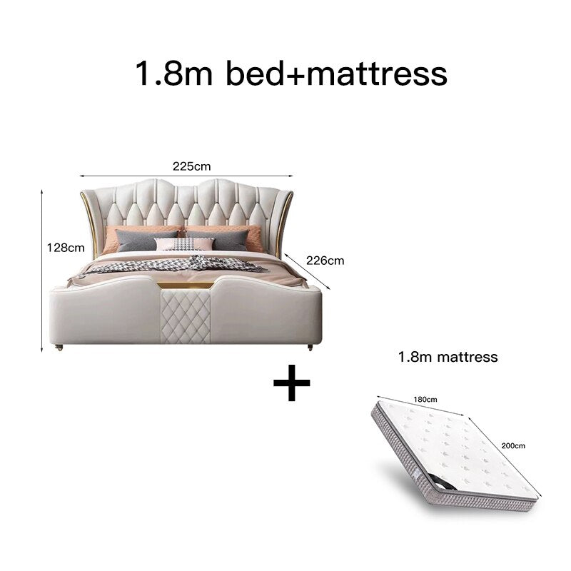 Leather Designer Bed Master Bedroom Furniture Light Luxury High Quality Double Bed With Storage Space Muebles De Dormitorio