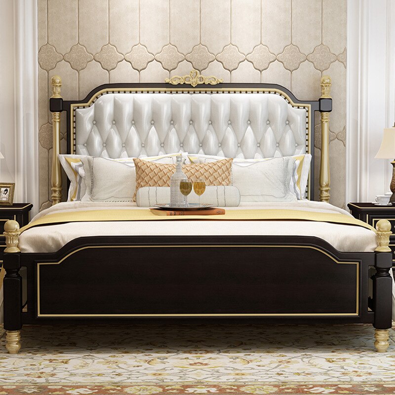 New luxury bed light luxury American bed solid wood bed double bed master bedroom European bed bedroom furniture