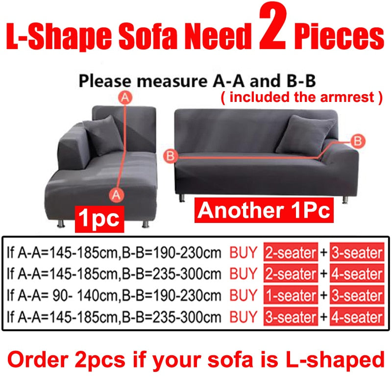 Waterproof Sofa Cover 1/2/3/4 Seater Sofa Cover for Living Room Elastic Solid L Shaped Corner Sofa Cover for Sofa Couch Armchair