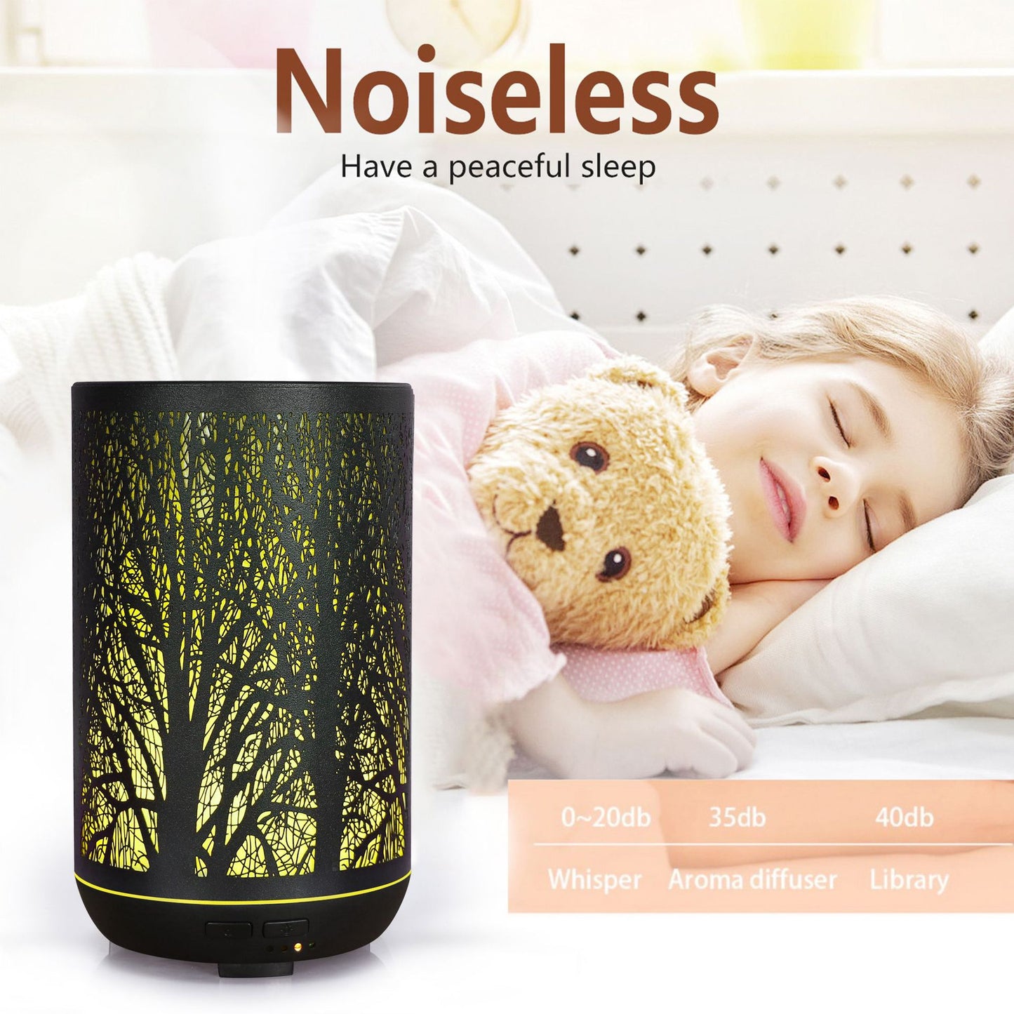 Humidifier Electric Aroma Oil Diffuser Forest Iron Art Ultrasonic Air Nebulizer with Colorful Night Light Air Freshener for Home