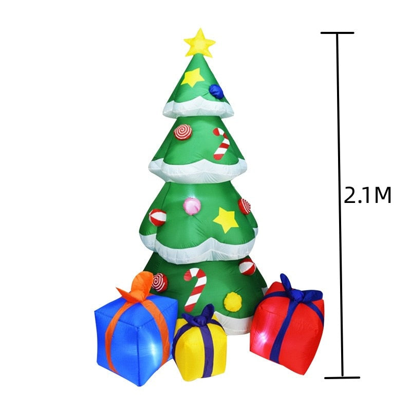 2.4M Large Christmas Inflatable Outdoor Decorations Santa Claus LED Light Outdoor Christmas Decoration for Home Garden New Year