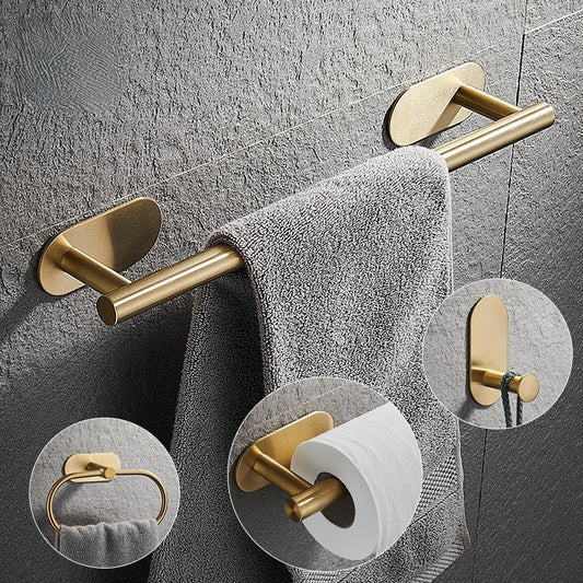 Bathroom Hardware Set Brushed Gold Robe Hook Towel Bar Toilet Paper Holder Bath Bathroom Decoration Accessories