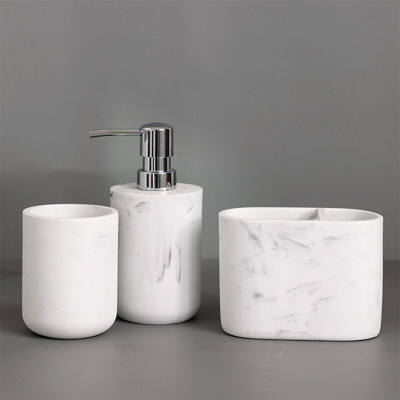 Bathroom Accessories Set 5 Piece Bath Soap Dispenser Toothbrush Holder  Toothbrush Cup Soap Dish for Decorative Countertop