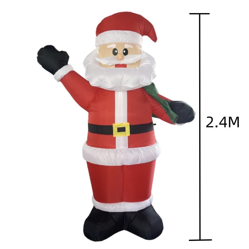 2.4M Large Christmas Inflatable Outdoor Decorations Santa Claus LED Light Outdoor Christmas Decoration for Home Garden New Year