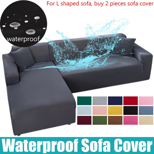 Waterproof Sofa Cover 1/2/3/4 Seater Sofa Cover for Living Room Elastic Solid L Shaped Corner Sofa Cover for Sofa Couch Armchair