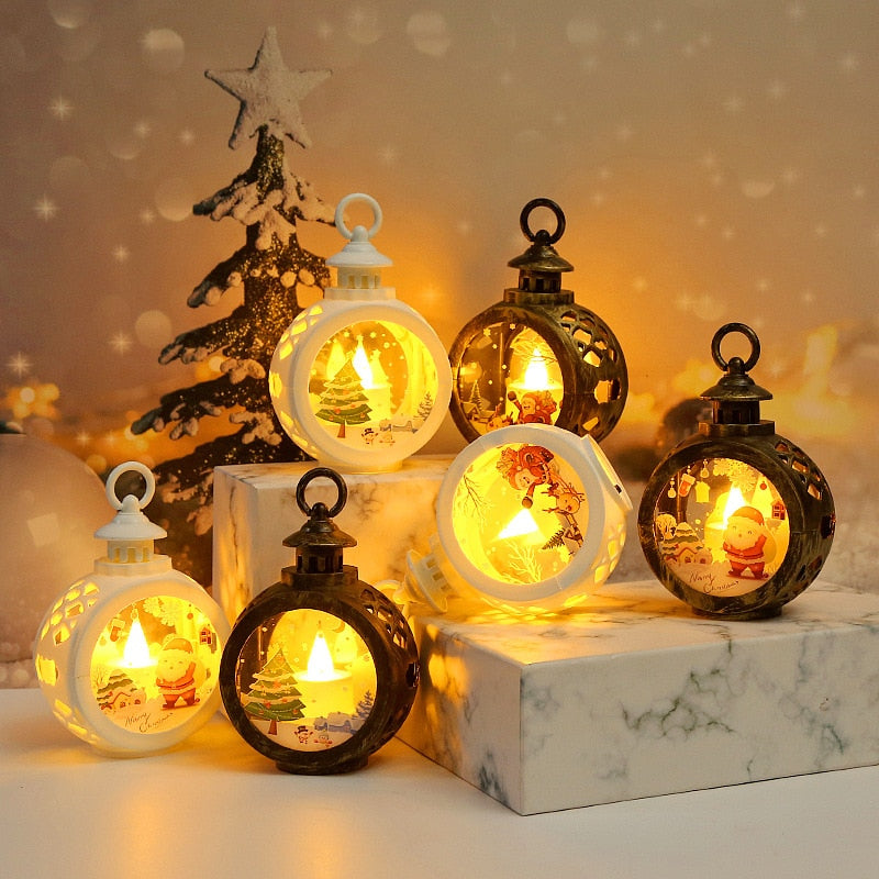 LED  Santa Claus Round Lights Chirstmas Decorations for Home Chirstmas Gifts for Kids Children Navidad New Year 2023 Home Decor