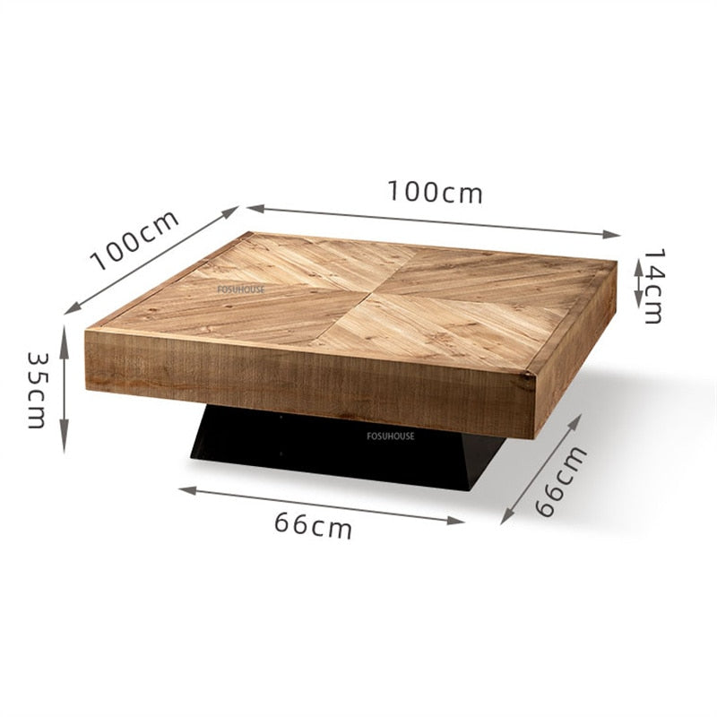 Modern Solid Wood Coffee Table For Living Room Furniture American Sofa Side Table Rustic Retro Design Creative Square Tea Tables