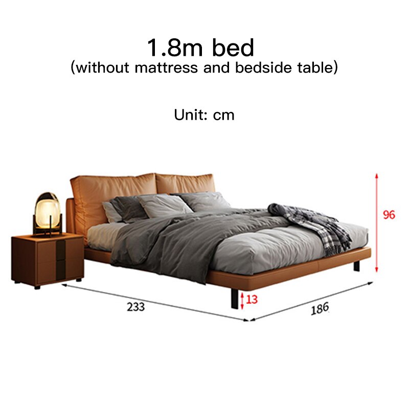 New Bed 2 People Modern Simple Style Leather Double Bed Queen Size King Bed With Mattress Minimalist Furniture For Home Bedroom