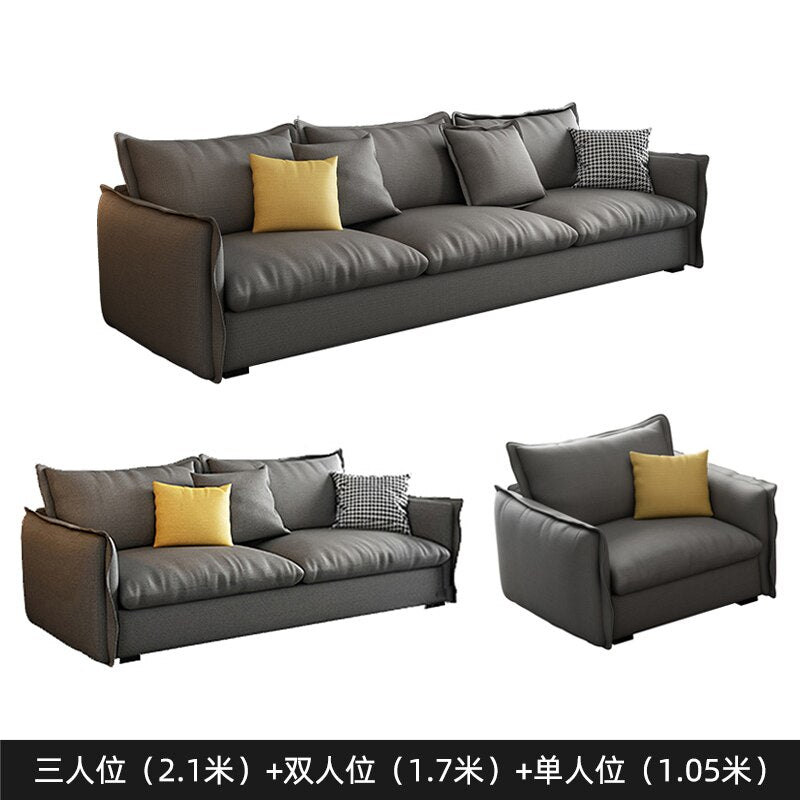 Simple Living Room Leather Sofa Wash Free High-quality Technology Cloth 2022 New Italian Minimalist Modern Sofa Width Fabric