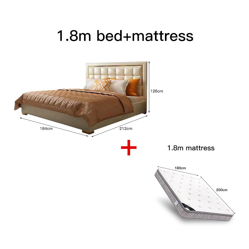 New High-end Luxury Leather Double Bed Modern Simple Fashionable Confortable Double Bed Box Lit 2 Personnes