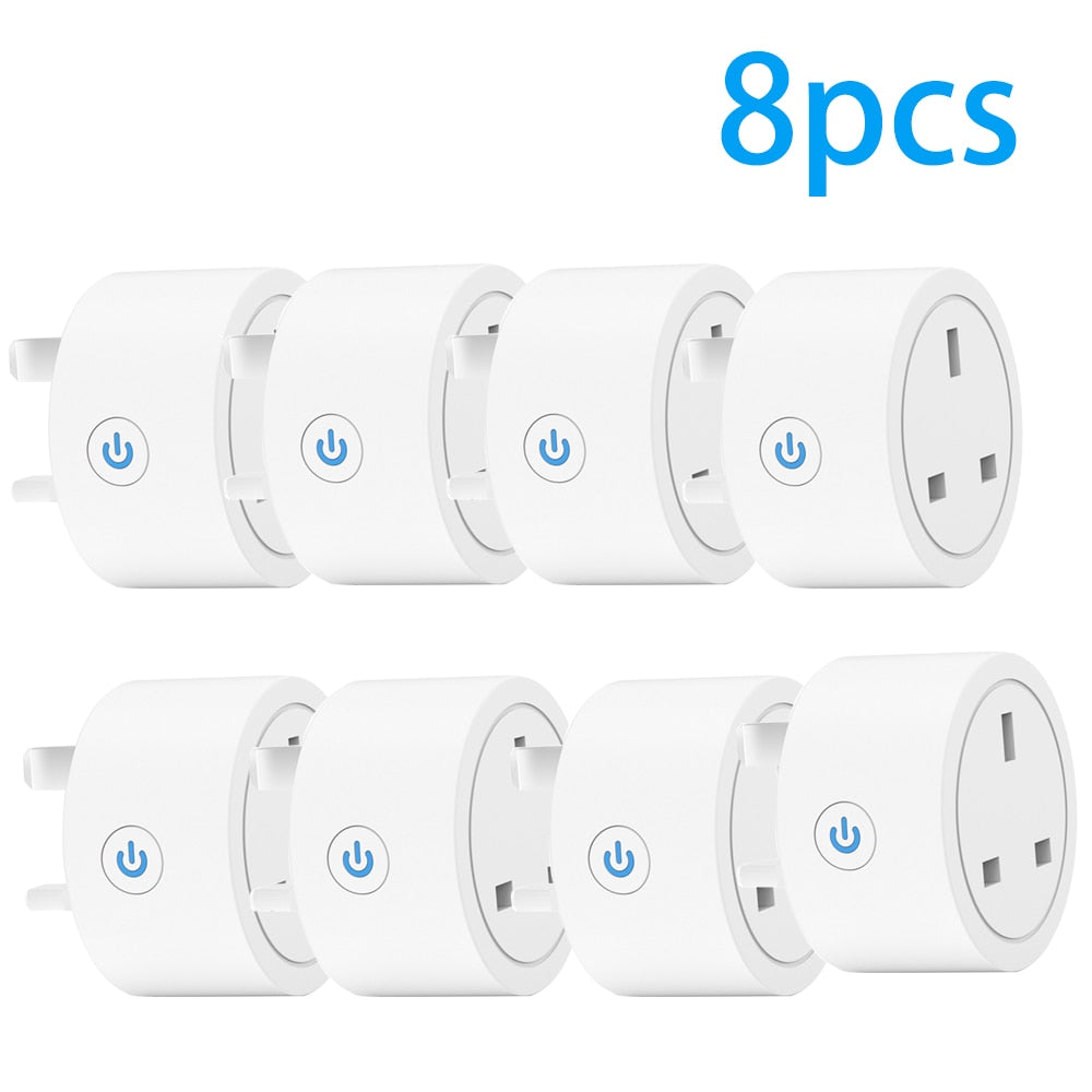 20A Tuya Smart Socket WiFi UK Plug 3pin Adapter Home Alexa Voice Control With Energy Monitering Timer Function Power Outlet Set