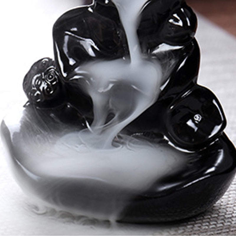 Mini Waterfall Incense Burner Backflow Buddha Censer Backflow Incense Holder Incense Burner Home Office Teahouse Creative Decor