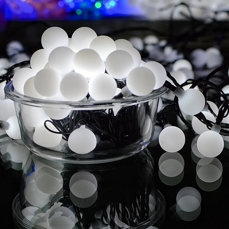 Matte Ball Led Light Outdoor Camping String Lights Fairy Garland Waterproof Lamp for Garden Party Christmas Lawn Patio Decor