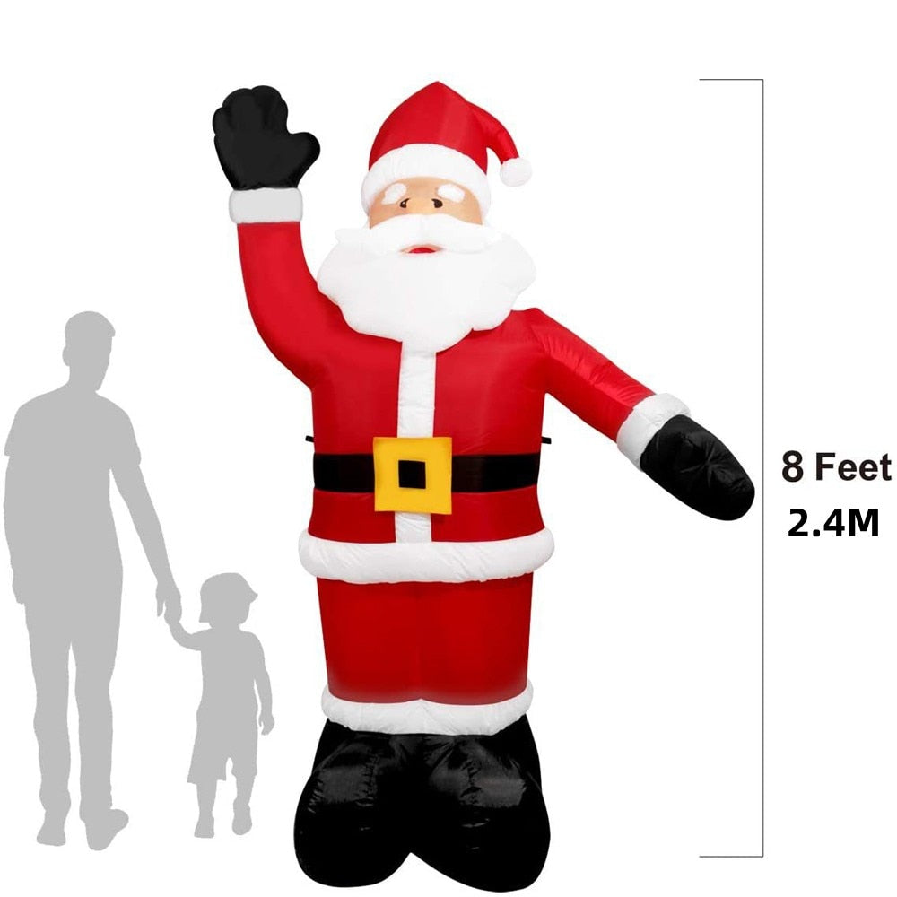 2.4M Large Christmas Inflatable Outdoor Decorations Santa Claus LED Light Outdoor Christmas Decoration for Home Garden New Year