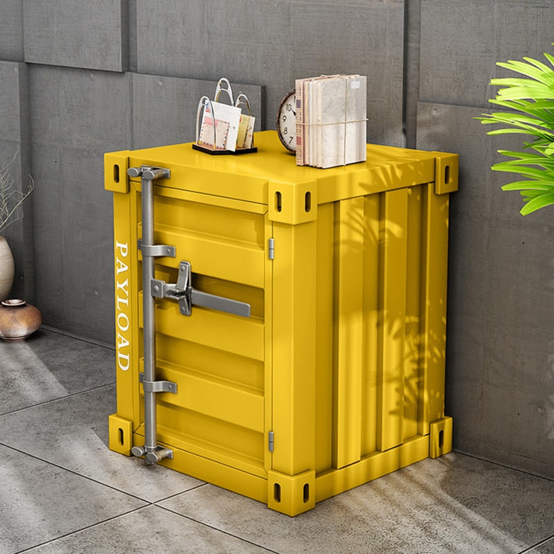 Container Bedside Table Bedroom Creative Nightstands Iron Art Storage Cabinet Lockers Living Room Sofa Side Table Home Furniture