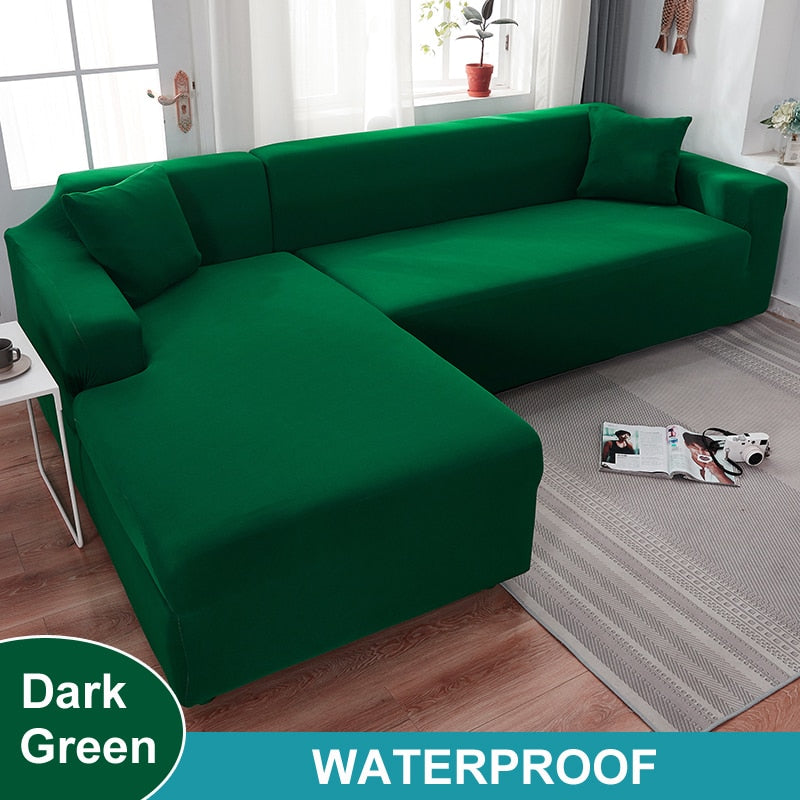 Waterproof Sofa Cover 1/2/3/4 Seater Sofa Cover for Living Room Elastic Solid L Shaped Corner Sofa Cover for Sofa Couch Armchair