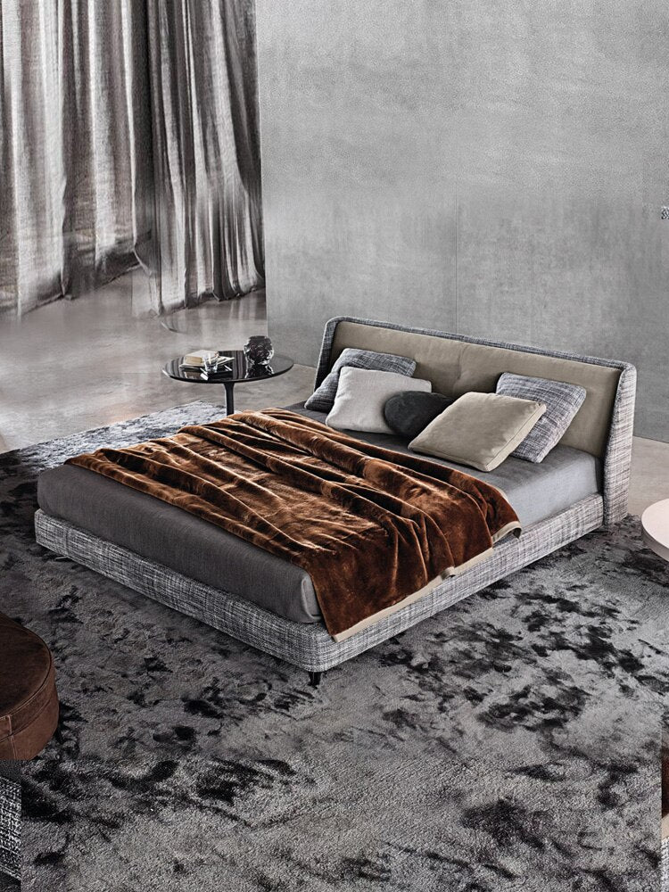 Italian style minimalist light luxury bed simple household bedroom bed villa small family model room double bed