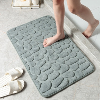 Cobblestone Embossed Bathroom Bath Mat Non-slip Carpets In Wash Basin Bathtub Side Floor Rug Shower Room Doormat Memory Foam Pad