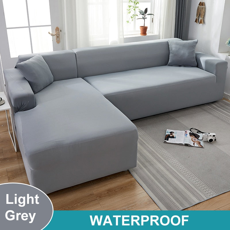 Waterproof Sofa Cover 1/2/3/4 Seater Sofa Cover for Living Room Elastic Solid L Shaped Corner Sofa Cover for Sofa Couch Armchair