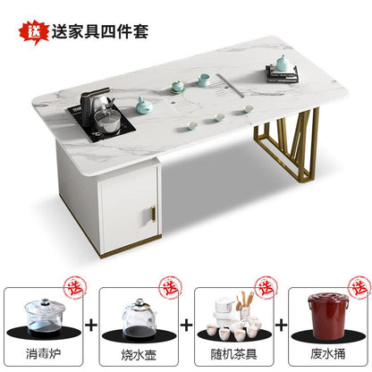 1Luxury rock plate 2022 tea table integrated dual-purpose desk combination simple modern boss table balcony home tea table