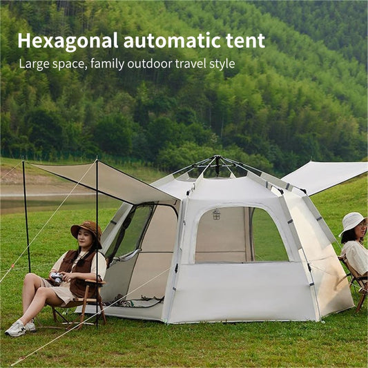 Outdoor Automatic Tents Foldable Thickening Hexagonal Tent Camping Equipment Picnic Camping Portable Awning