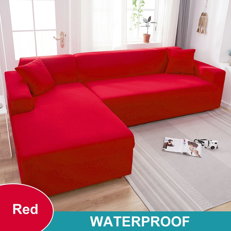 Waterproof Sofa Cover 1/2/3/4 Seater Sofa Cover for Living Room Elastic Solid L Shaped Corner Sofa Cover for Sofa Couch Armchair