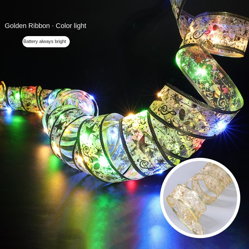 Chirstmas Decorations Romantic LED Ribbon Fairy Light Christmas Tree Ornaments for Home 2022 Navidad Natal New Year 2023