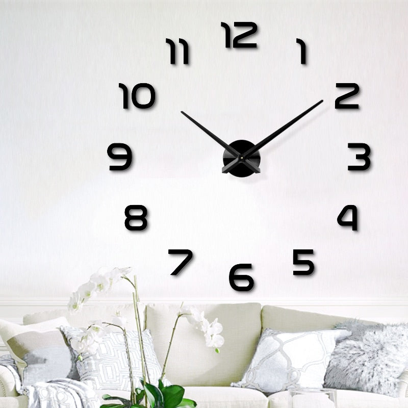 Fashion 3D big size wall clock mirror sticker DIY brief living room decor meetting room wall clock