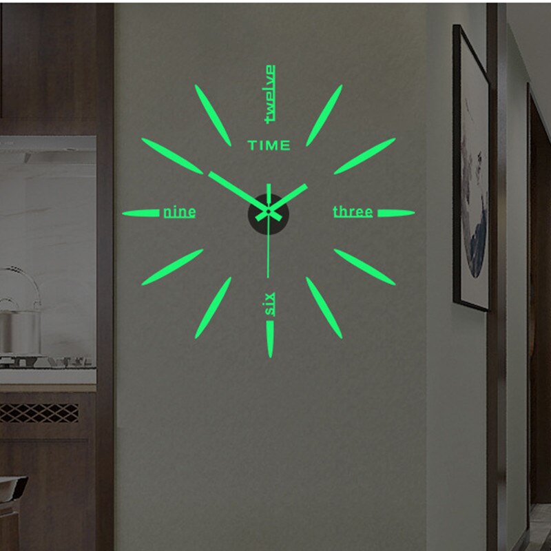 Large 3D Wall Clock Luminous Classic Wall Clocks DIY Digital Clock Wall Stickers Silent Clock for Home Living Room Table Decor