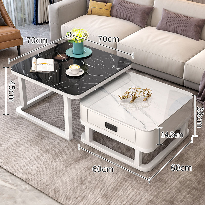 Tempered Glass 2 in 1 Combination Coffee Table with solid wooden Drawer Storage center table for Living Room coffe table desk