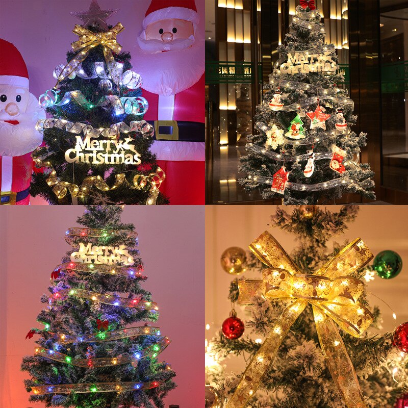 Chirstmas Decorations Romantic LED Ribbon Fairy Light Christmas Tree Ornaments for Home 2022 Navidad Natal New Year 2023