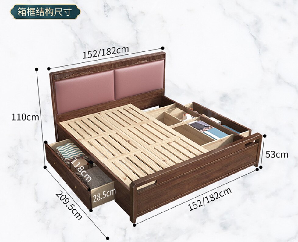 Loveseat SOFA New Chinese muebles king bed Master bedroom simple modern walnut reception soft wedding bed