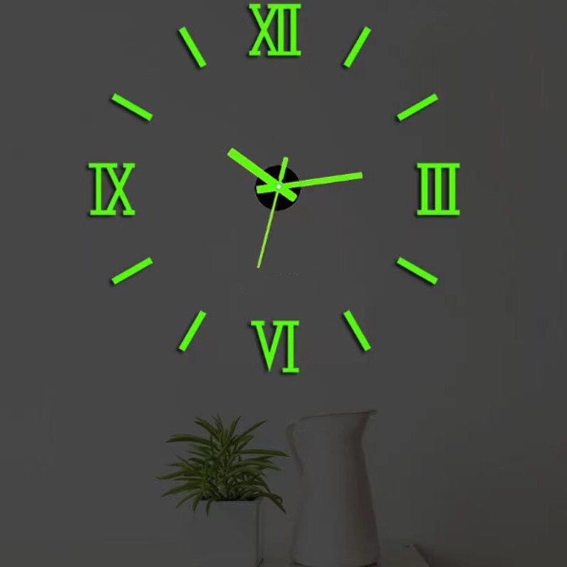 Large 3D Wall Clock Luminous Classic Wall Clocks DIY Digital Clock Wall Stickers Silent Clock for Home Living Room Table Decor