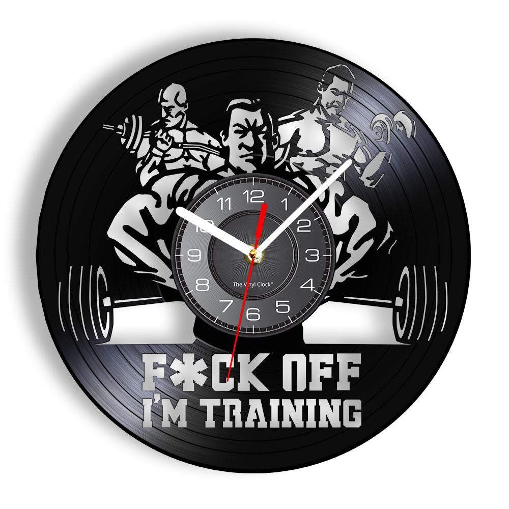 Fitness Gym Silent Quartz Wall Clock Fitness Bodybuild Vinyl Record Wall Clock Watch Sport Room Wall Decor Sign Sportsman Gift