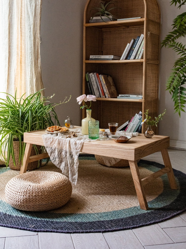 Ash Wood Folding Tea Table Zen Small Tea Table Japanese Tatami Floor Table Home