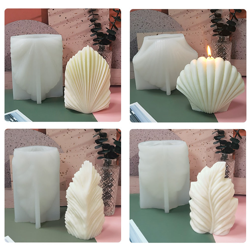 3D Silicone Candle Mold Leaf Scented Candle Making Molds DIY  Scallop Candle Soap Plaster Wax Mold Home Decor Craft Supplies