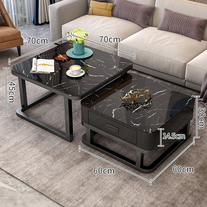 Tempered Glass 2 in 1 Combination Coffee Table with solid wooden Drawer Storage center table for Living Room coffe table desk