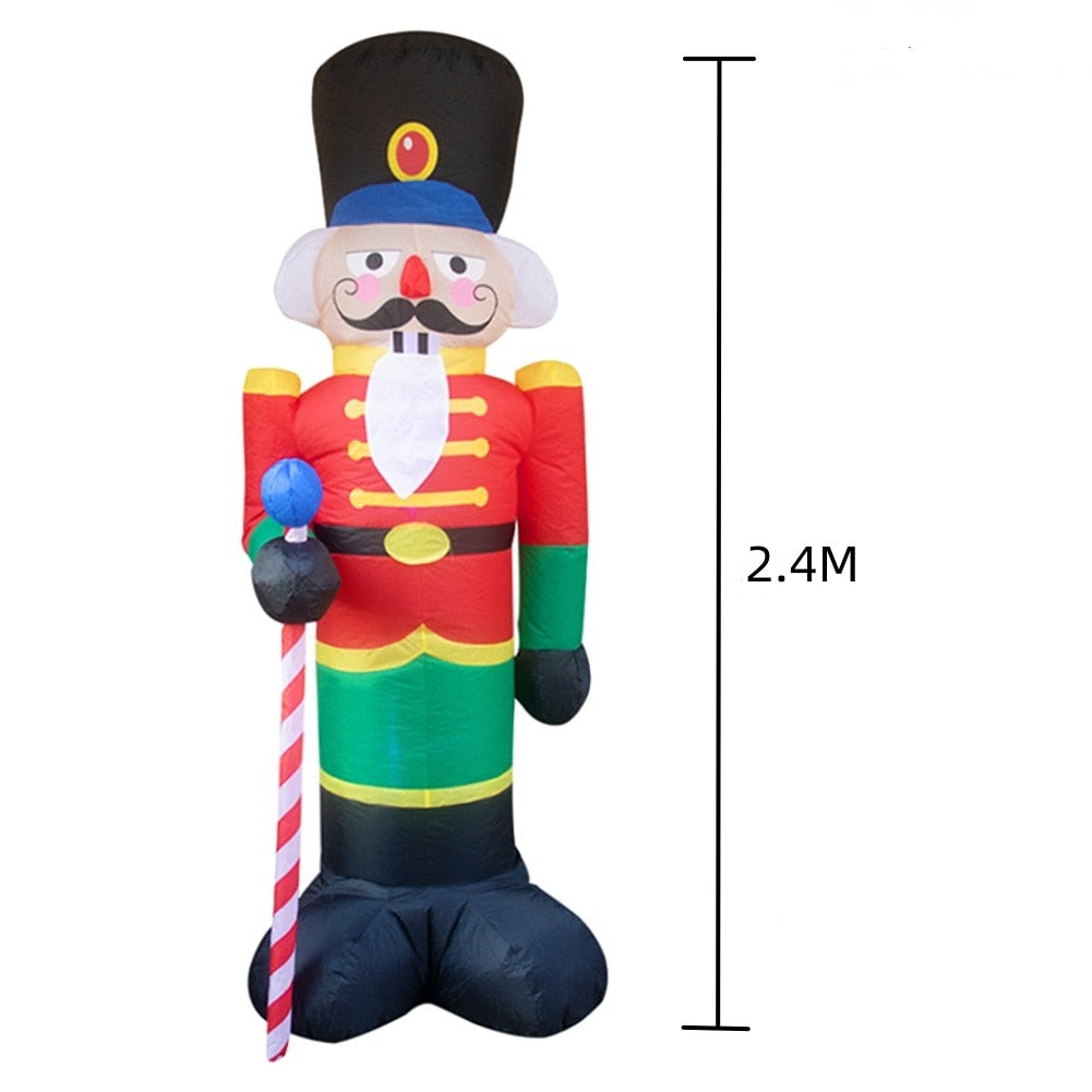 2.4M Large Christmas Inflatable Outdoor Decorations Santa Claus LED Light Outdoor Christmas Decoration for Home Garden New Year