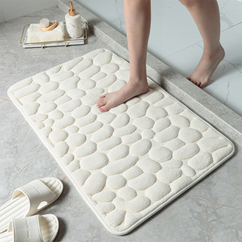 Cobblestone Embossed Bathroom Bath Mat Non-slip Carpets In Wash Basin Bathtub Side Floor Rug Shower Room Doormat Memory Foam Pad