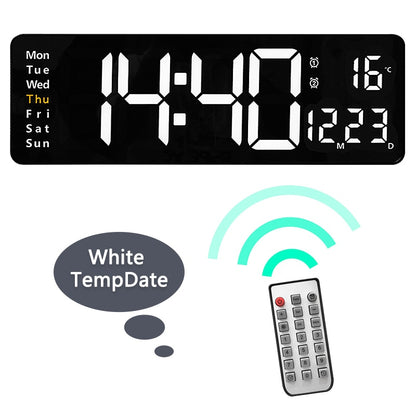 Large Digital Wall Clock Remote Control Temp Date Week Display Power Off Memory Table Clock Wall-mounted Dual Alarms LED Clocks