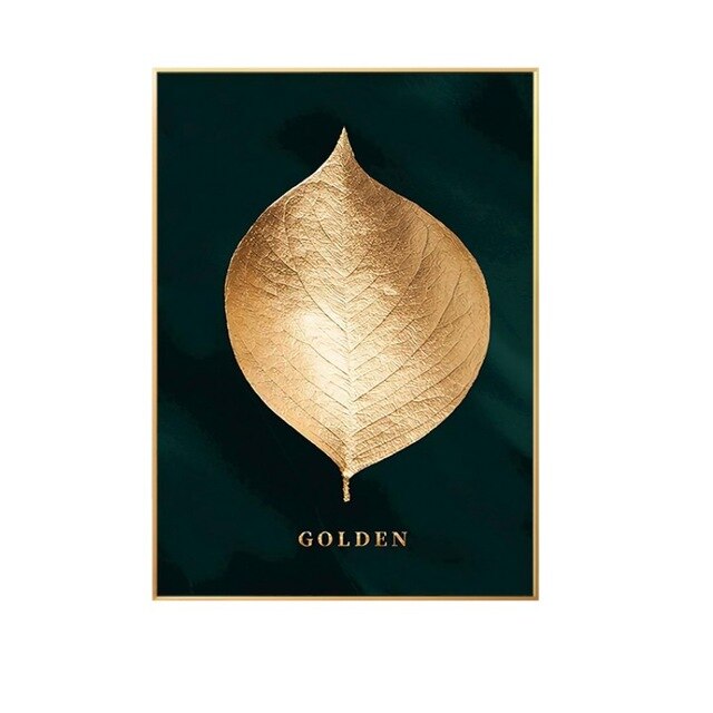 Black Gold Leaves Art Canvas Painting for Home Decor - Mel Patel