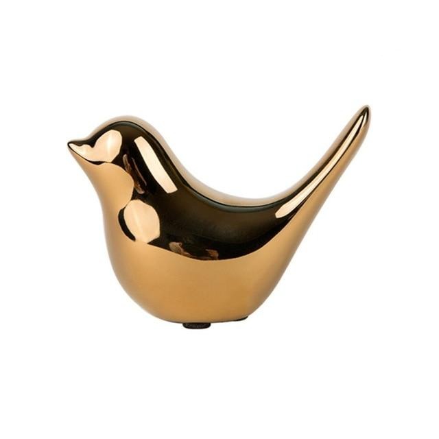 Ceramic Golden Bird Figurines - Mel Patel